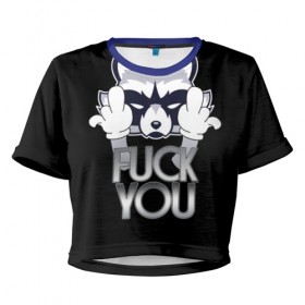 Женская футболка 3D укороченная с принтом Енот в Екатеринбурге, 100% полиэстер | круглая горловина, длина футболки до линии талии, рукава с отворотами | енот | животные | лапы | природа