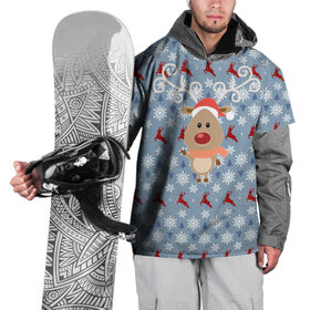 Накидка на куртку 3D с принтом Олень в Екатеринбурге, 100% полиэстер |  | дед мороз | зима | новый год | олень | праздник | рождество | снег | снежинки