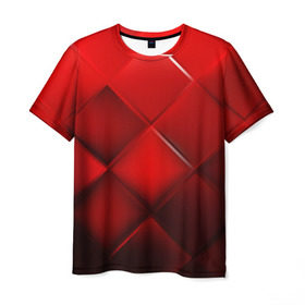 Мужская футболка 3D с принтом Red squares в Екатеринбурге, 100% полиэфир | прямой крой, круглый вырез горловины, длина до линии бедер | абстракция | геометрия | квадрат | текстура