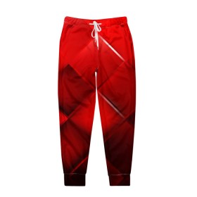 Мужские брюки 3D с принтом Red squares в Екатеринбурге, 100% полиэстер | манжеты по низу, эластичный пояс регулируется шнурком, по бокам два кармана без застежек, внутренняя часть кармана из мелкой сетки | абстракция | геометрия | квадрат | текстура