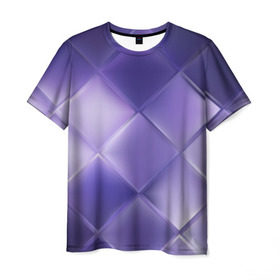 Мужская футболка 3D с принтом Фиолетовые грани в Екатеринбурге, 100% полиэфир | прямой крой, круглый вырез горловины, длина до линии бедер | абстракция | геометрия | квадрат | текстура | фиолетовый