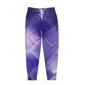 Мужские брюки 3D с принтом Фиолетовые грани в Екатеринбурге, 100% полиэстер | манжеты по низу, эластичный пояс регулируется шнурком, по бокам два кармана без застежек, внутренняя часть кармана из мелкой сетки | абстракция | геометрия | квадрат | текстура | фиолетовый