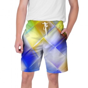 Мужские шорты 3D с принтом Colorful squares в Екатеринбурге,  полиэстер 100% | прямой крой, два кармана без застежек по бокам. Мягкая трикотажная резинка на поясе, внутри которой широкие завязки. Длина чуть выше колен | 