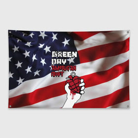Флаг-баннер с принтом Green Day American Idiot в Екатеринбурге, 100% полиэстер | размер 67 х 109 см, плотность ткани — 95 г/м2; по краям флага есть четыре люверса для крепления | american idiot | green day | альтернативный | билли джо армстронг | грин дей | группа | зелёный день | майк дёрнт | музыка | панк | поп | поппанк | рок | сша | тре кул | флаг