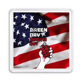 Магнит 55*55 с принтом Green Day American Idiot в Екатеринбурге, Пластик | Размер: 65*65 мм; Размер печати: 55*55 мм | american idiot | green day | альтернативный | билли джо армстронг | грин дей | группа | зелёный день | майк дёрнт | музыка | панк | поп | поппанк | рок | сша | тре кул | флаг
