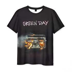 Мужская футболка 3D с принтом Green Day магнитофон в огне в Екатеринбурге, 100% полиэфир | прямой крой, круглый вырез горловины, длина до линии бедер | american idiot | green day | альтернативный | билли джо армстронг | грин дей | группа | зелёный день | майк дёрнт | музыка | панк | поп | поппанк | рок | тре кул