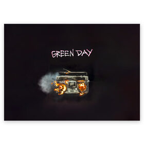 Поздравительная открытка с принтом Green Day магнитофон в огне в Екатеринбурге, 100% бумага | плотность бумаги 280 г/м2, матовая, на обратной стороне линовка и место для марки
 | Тематика изображения на принте: american idiot | green day | альтернативный | билли джо армстронг | грин дей | группа | зелёный день | майк дёрнт | музыка | панк | поп | поппанк | рок | тре кул