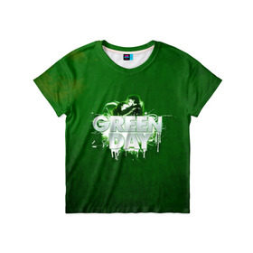 Детская футболка 3D с принтом Зелень Green Day в Екатеринбурге, 100% гипоаллергенный полиэфир | прямой крой, круглый вырез горловины, длина до линии бедер, чуть спущенное плечо, ткань немного тянется | american idiot | green day | альтернативный | билли джо армстронг | грин дей | группа | зелёный день | майк дёрнт | музыка | панк | поп | поппанк | поцелуй | рок | тре кул