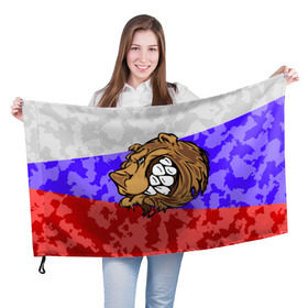 Флаг 3D с принтом Русский Медведь в Екатеринбурге, 100% полиэстер | плотность ткани — 95 г/м2, размер — 67 х 109 см. Принт наносится с одной стороны | 