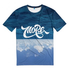 Мужская футболка 3D с принтом Море в Екатеринбурге, 100% полиэфир | прямой крой, круглый вырез горловины, длина до линии бедер | beach | miami | граффити | майами | море | надписи | небо