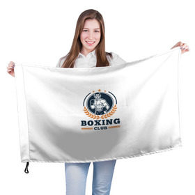 Флаг 3D с принтом BOXING CLUB в Екатеринбурге, 100% полиэстер | плотность ткани — 95 г/м2, размер — 67 х 109 см. Принт наносится с одной стороны | бокс | клуб | перчатки | спорт | чемпион