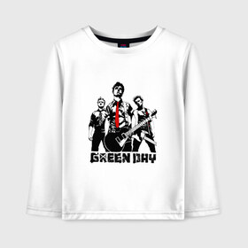 Детский лонгслив хлопок с принтом Группа Green Day в Екатеринбурге, 100% хлопок | круглый вырез горловины, полуприлегающий силуэт, длина до линии бедер | american idiot | green day | альтернативный | билли джо армстронг | грин дей | группа | зелёный день | майк дёрнт | музыка | надпись | панк | поп | поппанк | рок | тре кул