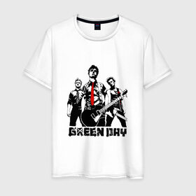 Мужская футболка хлопок с принтом Группа Green Day в Екатеринбурге, 100% хлопок | прямой крой, круглый вырез горловины, длина до линии бедер, слегка спущенное плечо. | american idiot | green day | альтернативный | билли джо армстронг | грин дей | группа | зелёный день | майк дёрнт | музыка | надпись | панк | поп | поппанк | рок | тре кул