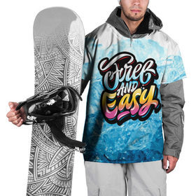 Накидка на куртку 3D с принтом Free and Easy в Екатеринбурге, 100% полиэстер |  | beach | miami | граффити | желтый | закат | краски | лед | майами | надписи | панама | пляж | розовый | солнце | фламинго | яркие