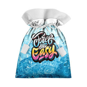 Подарочный 3D мешок с принтом Free and Easy в Екатеринбурге, 100% полиэстер | Размер: 29*39 см | Тематика изображения на принте: beach | miami | граффити | желтый | закат | краски | лед | майами | надписи | панама | пляж | розовый | солнце | фламинго | яркие