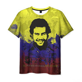 Мужская футболка 3D с принтом Пабло Эскобар в Екатеринбурге, 100% полиэфир | прямой крой, круглый вырез горловины, длина до линии бедер | колумбия | пабло | эскобар