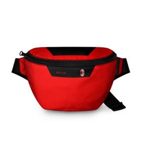 Поясная сумка 3D с принтом AC Milan - Red & Black в Екатеринбурге, 100% полиэстер | плотная ткань, ремень с регулируемой длиной, внутри несколько карманов для мелочей, основное отделение и карман с обратной стороны сумки застегиваются на молнию | Тематика изображения на принте: 