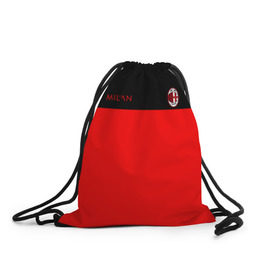 Рюкзак-мешок 3D с принтом AC Milan - Red & Black в Екатеринбурге, 100% полиэстер | плотность ткани — 200 г/м2, размер — 35 х 45 см; лямки — толстые шнурки, застежка на шнуровке, без карманов и подкладки | Тематика изображения на принте: 