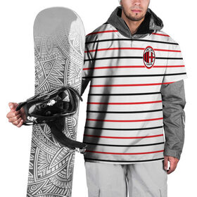 Накидка на куртку 3D с принтом AC Milan - Stripe white в Екатеринбурге, 100% полиэстер |  | Тематика изображения на принте: ac | fc | football | milan | милан | футбол