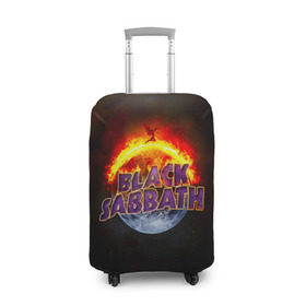 Чехол для чемодана 3D с принтом Black Sabbath земля в огне в Екатеринбурге, 86% полиэфир, 14% спандекс | двустороннее нанесение принта, прорези для ручек и колес | black sabbath | группа | метал | надпись | оззи | осборн | хард рок | хеви метал