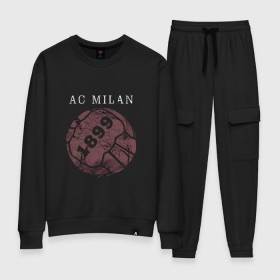 Женский костюм хлопок с принтом AC Milan - 1899 Vintage (2018) в Екатеринбурге, 100% хлопок | на свитшоте круглая горловина, мягкая резинка по низу. Брюки заужены к низу, на них два вида карманов: два 