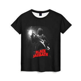 Женская футболка 3D с принтом Black Sabbath в Екатеринбурге, 100% полиэфир ( синтетическое хлопкоподобное полотно) | прямой крой, круглый вырез горловины, длина до линии бедер | black sabbath | ozzy osbourne | билл уорд | гизер батлер | гитара | группа | метал | музыка | надпись | оззи | осборн | песни | рок | солист | тони айомми | хард рок | хеви метал
