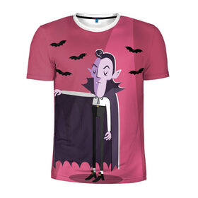 Мужская футболка 3D спортивная с принтом Дракула в Екатеринбурге, 100% полиэстер с улучшенными характеристиками | приталенный силуэт, круглая горловина, широкие плечи, сужается к линии бедра | dracula | halloween | helloween | вампир | день всех святых | детям | для детей | хеллоуин | хеловин | хэллоуин