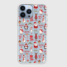 Чехол для iPhone 13 Pro Max с принтом Рождественская Милота в Екатеринбурге,  |  | Тематика изображения на принте: дед мороз | заяц | колокольчик | лиса | лисичка | медведь | олень | омела | пингвин | санта клаус