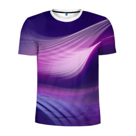 Мужская футболка 3D спортивная с принтом Фиолетовые Волны в Екатеринбурге, 100% полиэстер с улучшенными характеристиками | приталенный силуэт, круглая горловина, широкие плечи, сужается к линии бедра | линии | узоры | фиолетовый | цвет