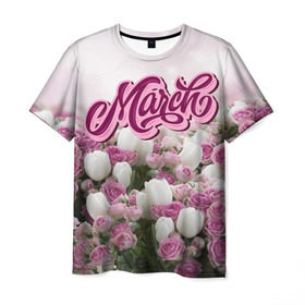 Мужская футболка 3D с принтом 8 Марта в Екатеринбурге, 100% полиэфир | прямой крой, круглый вырез горловины, длина до линии бедер | 8 марта | march | девушкам | женщинам | март | модные | небо | подарки | подарок | праздник | природа | растения | розы | тренды | тюльпаны | цветы