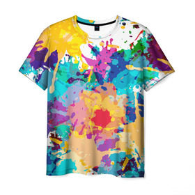 Мужская футболка 3D с принтом Пятна краски в Екатеринбурге, 100% полиэфир | прямой крой, круглый вырез горловины, длина до линии бедер | абстракция | брызги | краска | пятно