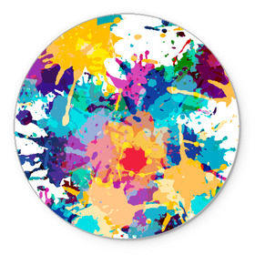 Коврик круглый с принтом Пятна краски в Екатеринбурге, резина и полиэстер | круглая форма, изображение наносится на всю лицевую часть | абстракция | брызги | краска | пятно