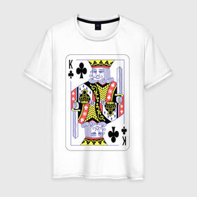 Мужская футболка хлопок с принтом Король треф в Екатеринбурге, 100% хлопок | прямой крой, круглый вырез горловины, длина до линии бедер, слегка спущенное плечо. | карты | колода | крести | масть