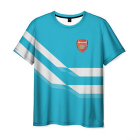 Мужская футболка 3D с принтом Арсенал / FC Arsenal 2018 Blue в Екатеринбурге, 100% полиэфир | прямой крой, круглый вырез горловины, длина до линии бедер | Тематика изображения на принте: 
