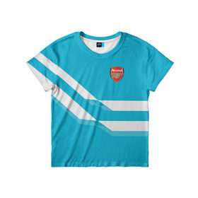 Детская футболка 3D с принтом Арсенал / FC Arsenal 2018 Blue в Екатеринбурге, 100% гипоаллергенный полиэфир | прямой крой, круглый вырез горловины, длина до линии бедер, чуть спущенное плечо, ткань немного тянется | 