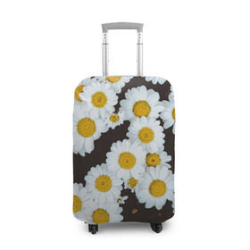 Чехол для чемодана 3D с принтом Аромашки в Екатеринбурге, 86% полиэфир, 14% спандекс | двустороннее нанесение принта, прорези для ручек и колес | белый | желтый | красивые | красота | мода | модные | природа | растения | ромашка | ромашки | текстура | тренды | цветы