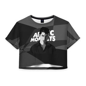 Женская футболка 3D укороченная с принтом Солист Arctic Monkeys в Екатеринбурге, 100% полиэстер | круглая горловина, длина футболки до линии талии, рукава с отворотами | Тематика изображения на принте: arc | алекс тёрнер | арктик | арктические мартышки | гаражный | группа | джейми кук | инди рок | манкис | музыка | мэтт хелдер | ник о мэлли | обезьяна | постпанк ривайвл | психоделический | рок