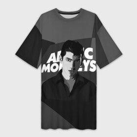 Платье-футболка 3D с принтом Солист Arctic Monkeys в Екатеринбурге,  |  | arc | алекс тёрнер | арктик | арктические мартышки | гаражный | группа | джейми кук | инди рок | манкис | музыка | мэтт хелдер | ник о мэлли | обезьяна | постпанк ривайвл | психоделический | рок