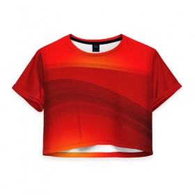 Женская футболка 3D укороченная с принтом Red line Fire в Екатеринбурге, 100% полиэстер | круглая горловина, длина футболки до линии талии, рукава с отворотами | fire | абстракция | геометрия | красный | линии | огонь | пекло | полосы | узоры | ярость