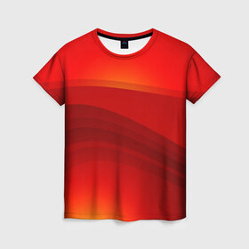Женская футболка 3D с принтом Red line Fire в Екатеринбурге, 100% полиэфир ( синтетическое хлопкоподобное полотно) | прямой крой, круглый вырез горловины, длина до линии бедер | fire | абстракция | геометрия | красный | линии | огонь | пекло | полосы | узоры | ярость