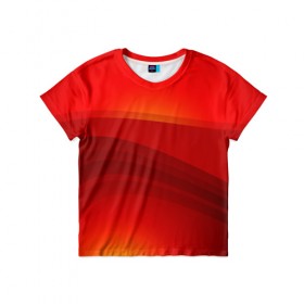 Детская футболка 3D с принтом Red line Fire в Екатеринбурге, 100% гипоаллергенный полиэфир | прямой крой, круглый вырез горловины, длина до линии бедер, чуть спущенное плечо, ткань немного тянется | fire | абстракция | геометрия | красный | линии | огонь | пекло | полосы | узоры | ярость