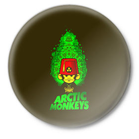 Значок с принтом Arctic Monkeys обезьянка в Екатеринбурге,  металл | круглая форма, металлическая застежка в виде булавки | 