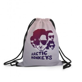 Рюкзак-мешок 3D с принтом Группа Arctic Monkeys в Екатеринбурге, 100% полиэстер | плотность ткани — 200 г/м2, размер — 35 х 45 см; лямки — толстые шнурки, застежка на шнуровке, без карманов и подкладки | Тематика изображения на принте: 