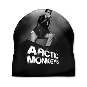 Шапка 3D с принтом Солист Arctic Monkeys в Екатеринбурге, 100% полиэстер | универсальный размер, печать по всей поверхности изделия | Тематика изображения на принте: алекс тёрнер | арктик | арктические мартышки | гаражный | группа | джейми кук | инди рок | манкис | музыка | мэтт хелдер | ник о мэлли | обезьяна | постпанк ривайвл | психоделический | рок
