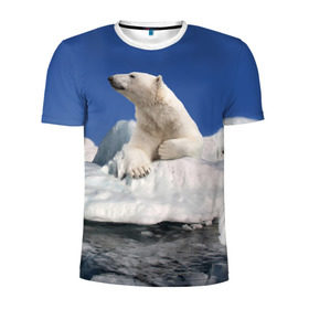 Мужская футболка 3D спортивная с принтом Арктика в Екатеринбурге, 100% полиэстер с улучшенными характеристиками | приталенный силуэт, круглая горловина, широкие плечи, сужается к линии бедра | animals | bear | ice | nature | polar bear | power | travel | белый медведь | животные | лёд | медведь | природа | путешествия | сила | снег
