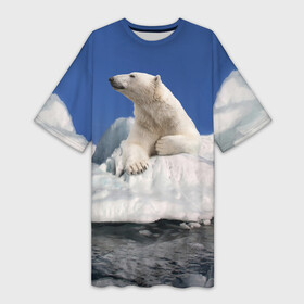 Платье-футболка 3D с принтом Арктика в Екатеринбурге,  |  | animals | bear | ice | nature | polar bear | power | travel | белый медведь | животные | лёд | медведь | природа | путешествия | сила | снег