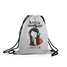 Рюкзак-мешок 3D с принтом Arctic Monkeys cornerstone в Екатеринбурге, 100% полиэстер | плотность ткани — 200 г/м2, размер — 35 х 45 см; лямки — толстые шнурки, застежка на шнуровке, без карманов и подкладки | Тематика изображения на принте: алекс тёрнер | арктик | арктические мартышки | гаражный | группа | джейми кук | инди рок | манкис | музыка | мэтт хелдер | ник о мэлли | обезьяна | постпанк ривайвл | психоделический | рок