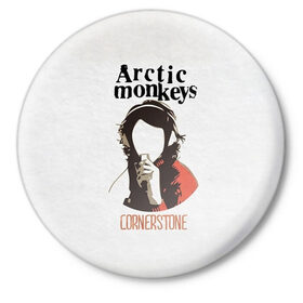Значок с принтом Arctic Monkeys cornerstone в Екатеринбурге,  металл | круглая форма, металлическая застежка в виде булавки | алекс тёрнер | арктик | арктические мартышки | гаражный | группа | джейми кук | инди рок | манкис | музыка | мэтт хелдер | ник о мэлли | обезьяна | постпанк ривайвл | психоделический | рок