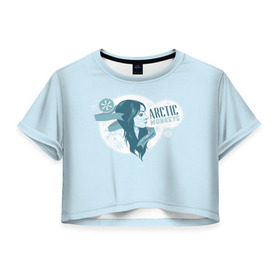 Женская футболка 3D укороченная с принтом Arctic Monkeys девушка в Екатеринбурге, 100% полиэстер | круглая горловина, длина футболки до линии талии, рукава с отворотами | Тематика изображения на принте: 