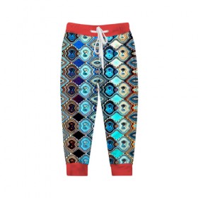 Детские брюки 3D с принтом psychedelic mosaica в Екатеринбурге, 100% полиэстер | манжеты по низу, эластичный пояс регулируется шнурком, по бокам два кармана без застежек, внутренняя часть кармана из мелкой сетки | Тематика изображения на принте: 